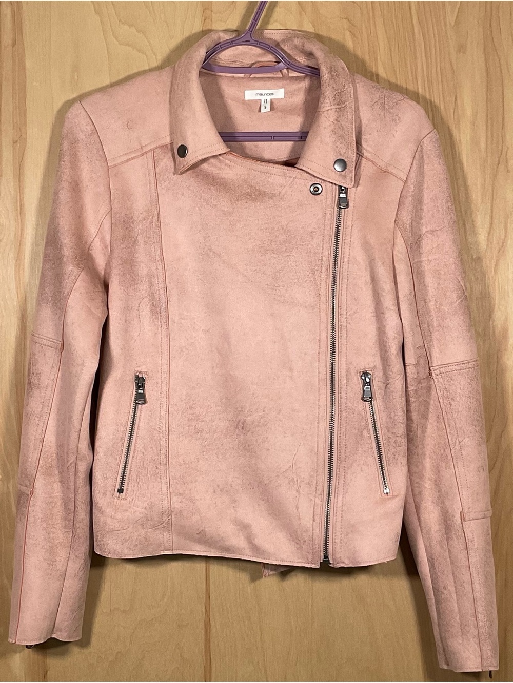 Maurices Blush Pink Faux Suede Moto Jacket Size Small - Like New